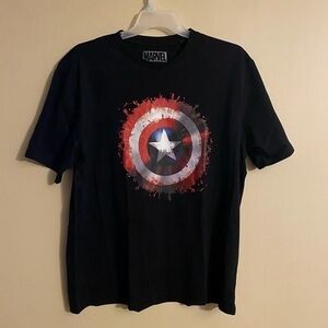 Marvel Avengers Assemble Captain America Black Short SleeveT-shirt XXL